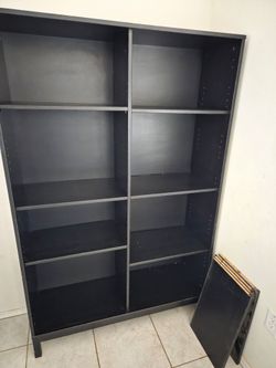 Large Black Bookcase with Adjustable Shelves