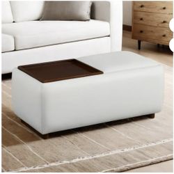 CHITA Storage Ottoman Bench Rectangle Footrest, Single in White