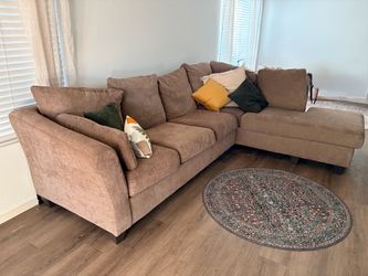 Brown Fabric L-Shaped Sectional Sofa