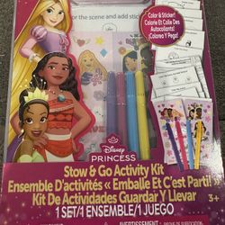 Disney Princess Stow & Go Activity Kit, 17-Piece Travel Art Set, Preschool, Kids Toys for Ages 3 Up