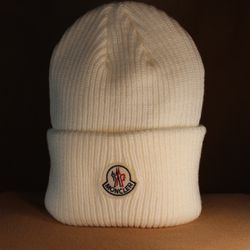 White Moncler Beanie In Bag New With Tags