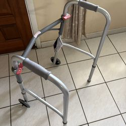 Steel Folding Walker With 5 Inch Wheels