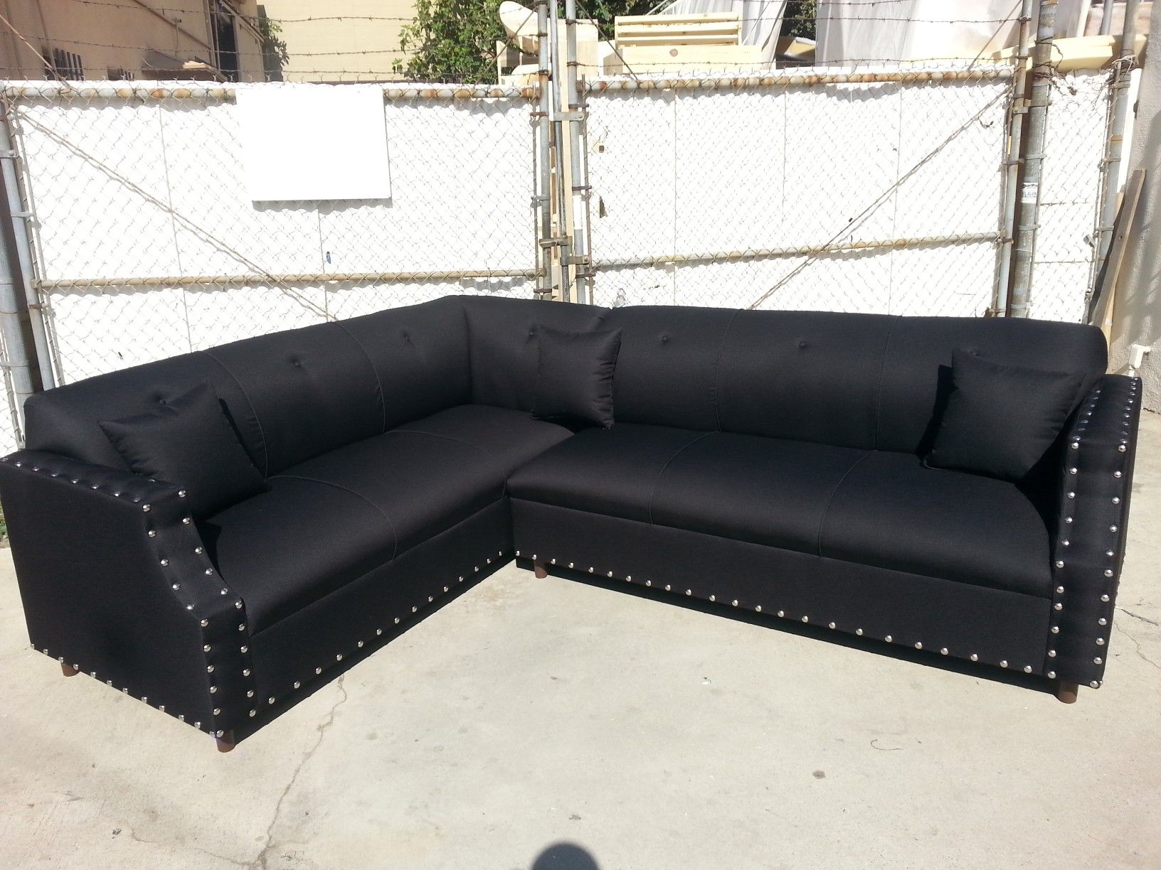 NEW 7X9FT DOMINO BLACK FABRIC SECTIONAL COUCHES
