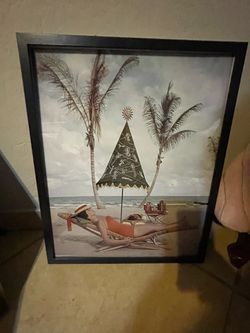 Vintage Beach Christmas Framed Photo Print