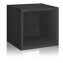 NEW Stackable 1 tier Storage Cube, Black Wood Grain