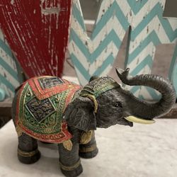 Grey Elephant Trunk Up Statue Lucky Elephant 