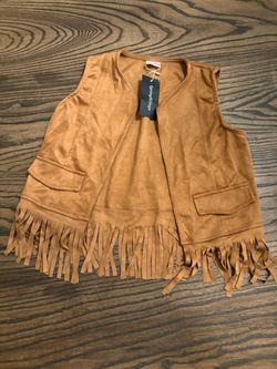 Kids Western Faux Suede Fringe Vest