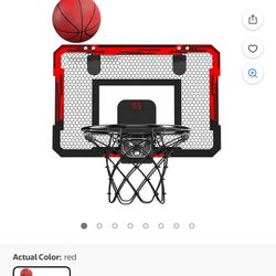 Portable Mini Basketball Hoop Set Door Game Toy Red