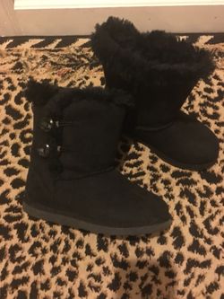 Girls Black Boots Sz 12