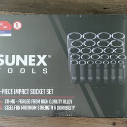 SUNEX TOOLS 6-Point  1/2 Inch Metric Deep Impact Socket Set 10mm-36mm