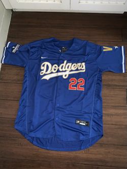 Kershaw Dodgers Jersey Blue World Series #22