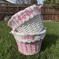 Wicker Embroidered Easter Basket 