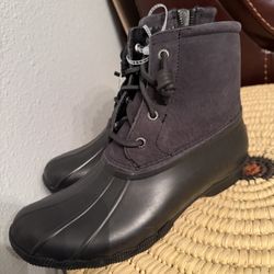 Boots Sperry Women's Saltwater Wedge Tide Black Leather Size 7,5 New
