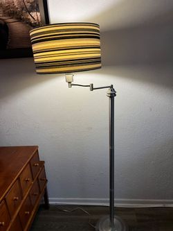 Swing Arm Floor Lamp with Striped Shade