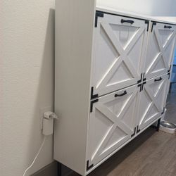 Modern Shoe Storage Cabinet w/ Flip Drawers – Like New