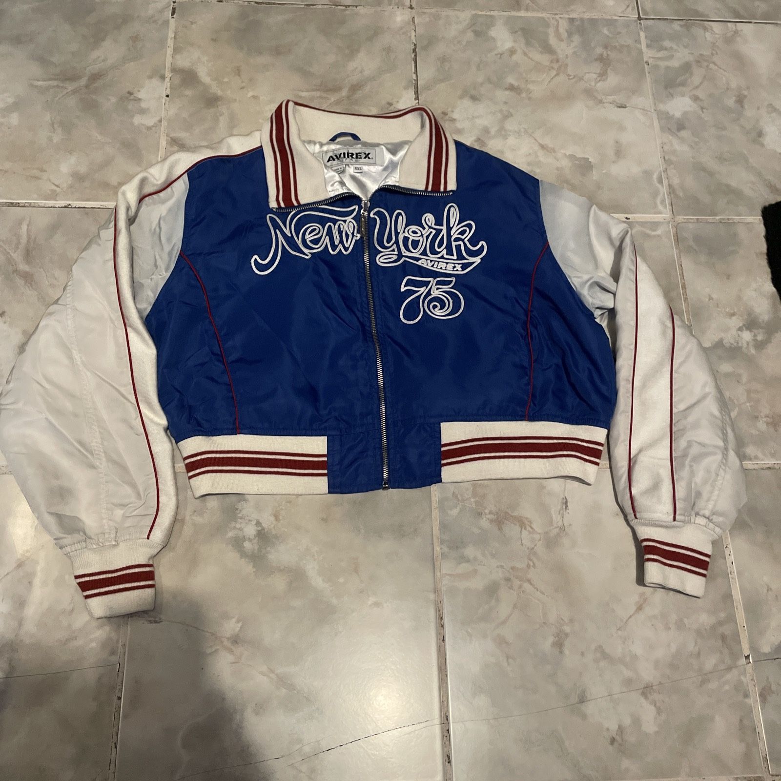 Vintage Y2K Avirex Women’s Cropped New York Satin Jacket SZ XXL