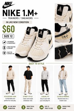 Nike 1.M+ Mid-Top Sneakers Size 12