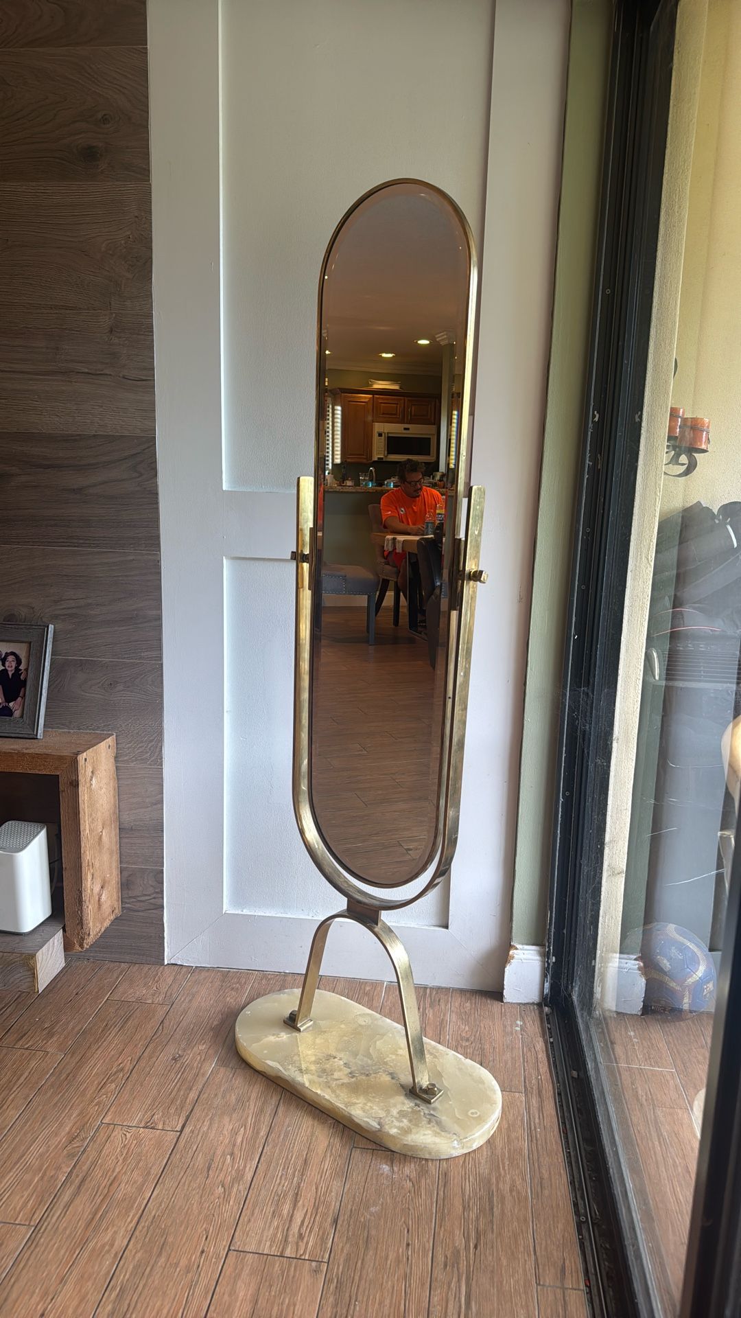 Vintage brass and onyx marble Mirror