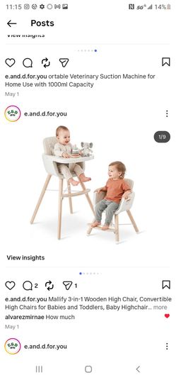 Mallify 3-in-1 Wooden High Chair, Convertible High Chairs for Babies and Toddlers, Baby Highchair with Adjustable Legs & Dishwasher-Safe Tray, Sleek H