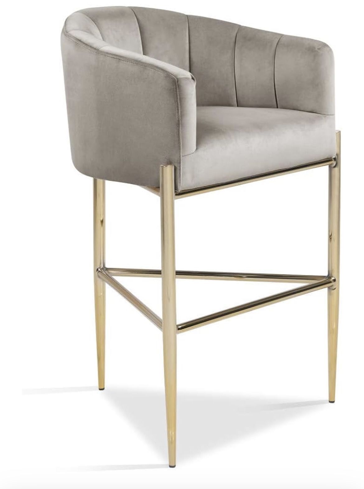 Bar stool Chair Velvet Upholstered Shelter Arm Shell Design 3 Legged Gold ,8 Chairs Available 