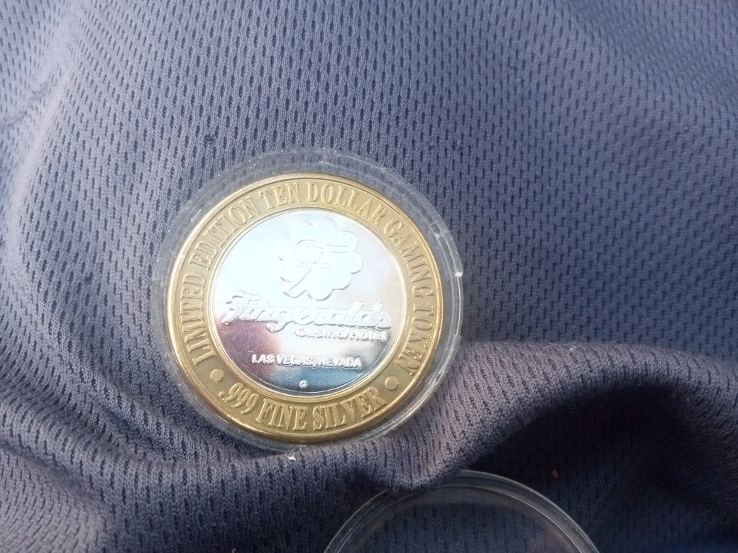 Limited Edition Ten Dollar Gaming Token .999 Fine Silver