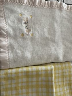 Satin Edged Soft Baby Blanket And Two Fannel Blankets