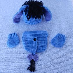 Crochet Baby Boy/Girl Eeyore Inspired Outfit Photo Prop 