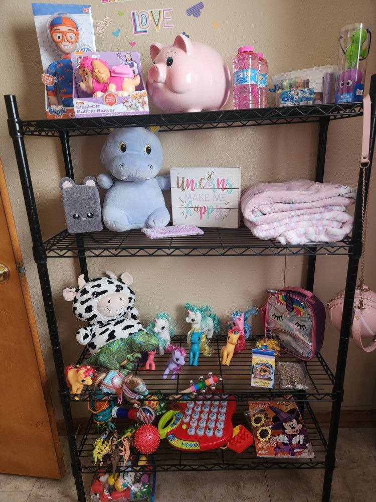 Metal Shelf With Toddler Toys 