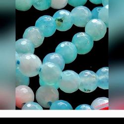 30pcs. 4mm Faceted Brazilian Aquamarine Round Gems Loose Beads