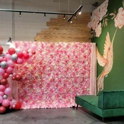Flowers Backdrop Wall Pink