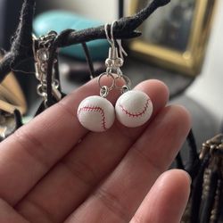 Wooden Baseball Earrings