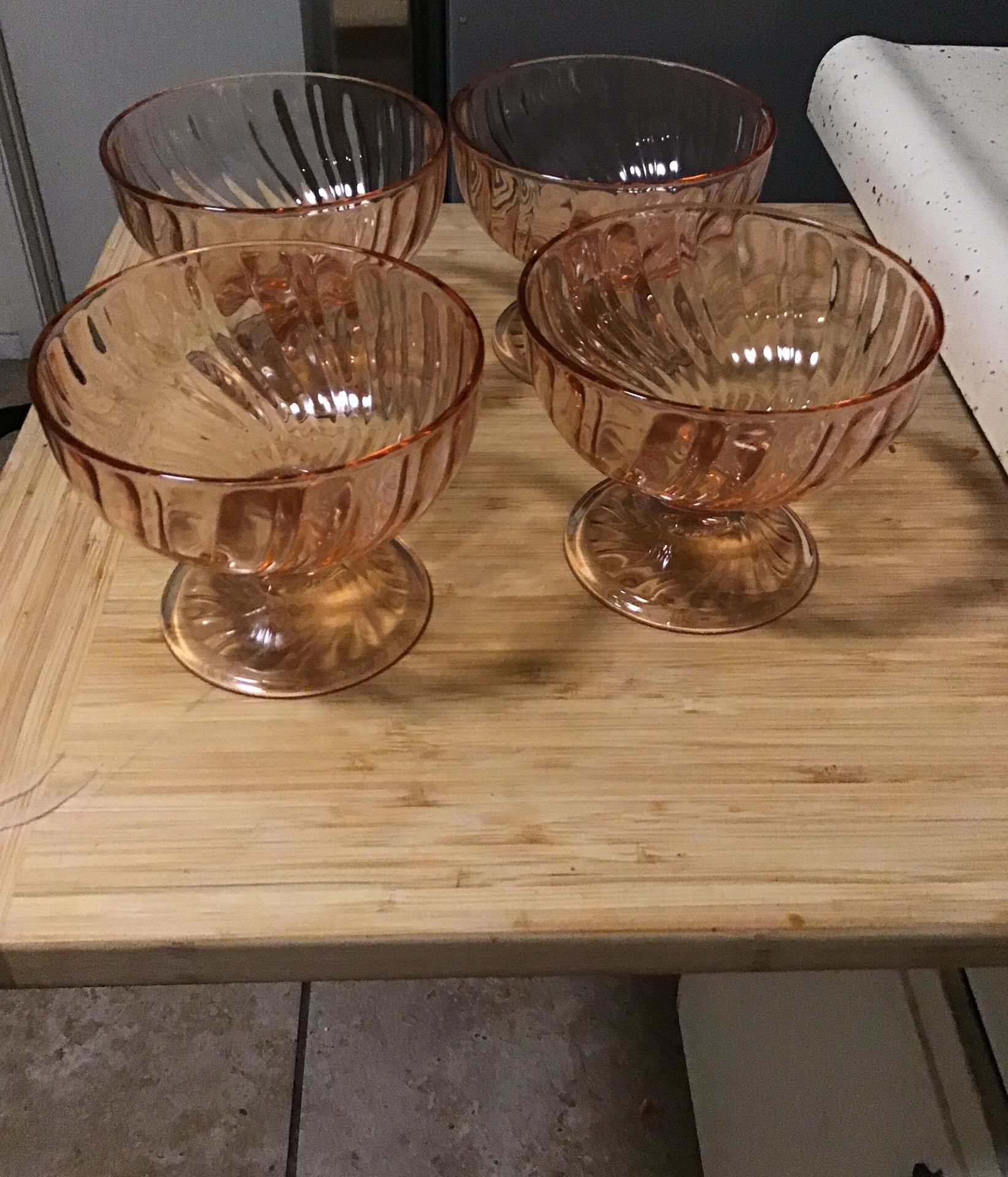 Dessert bowls, Depression Glass, Footed Ice cream, Sherbet, fruit bowls.