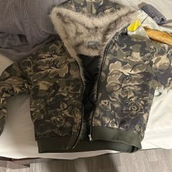 Camo Fur Zip Up