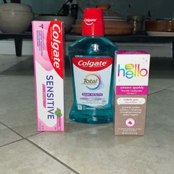 Colgate Sensitive Whitening Toothpaste, Colgate Mouthwash, Hello Kids Toothpaste
