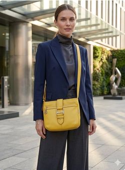 NWT Franco Sarto Crossbody Shoulder Bag Leather Canary, MSRP: $88.00+Tax