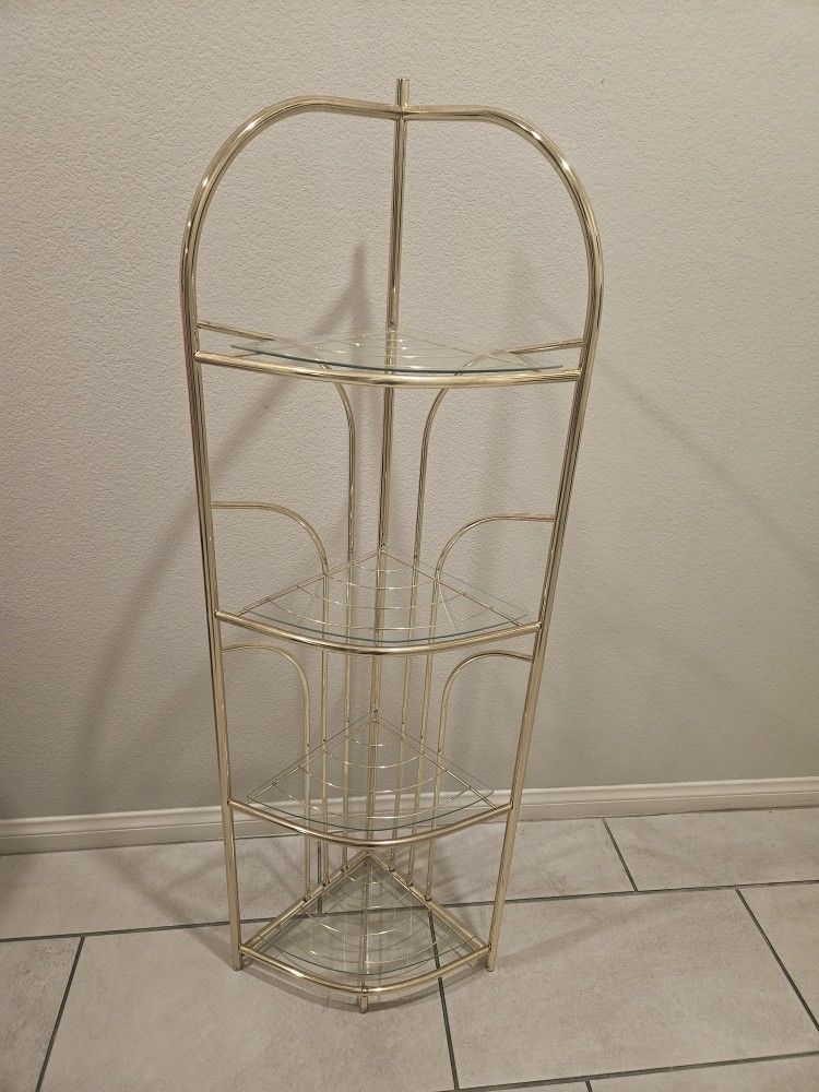 Vintage Brass 4 Tier With Glass Shelved