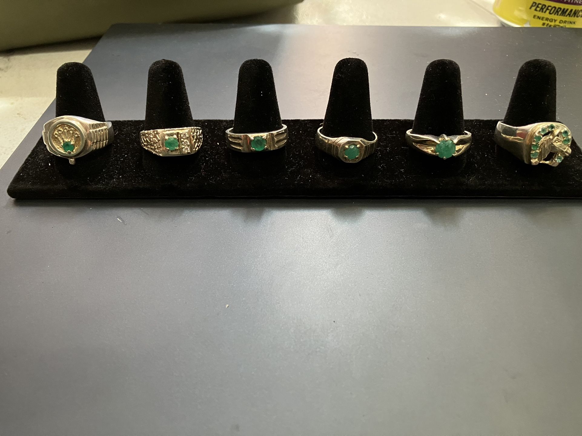950 SILVER COLOMBIAN EMERALD RINGS