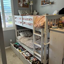 Twin Bunk Bed Frame With Drawers 