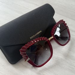 Dolce & Gabbana Butterfly Square Red Sunglasses