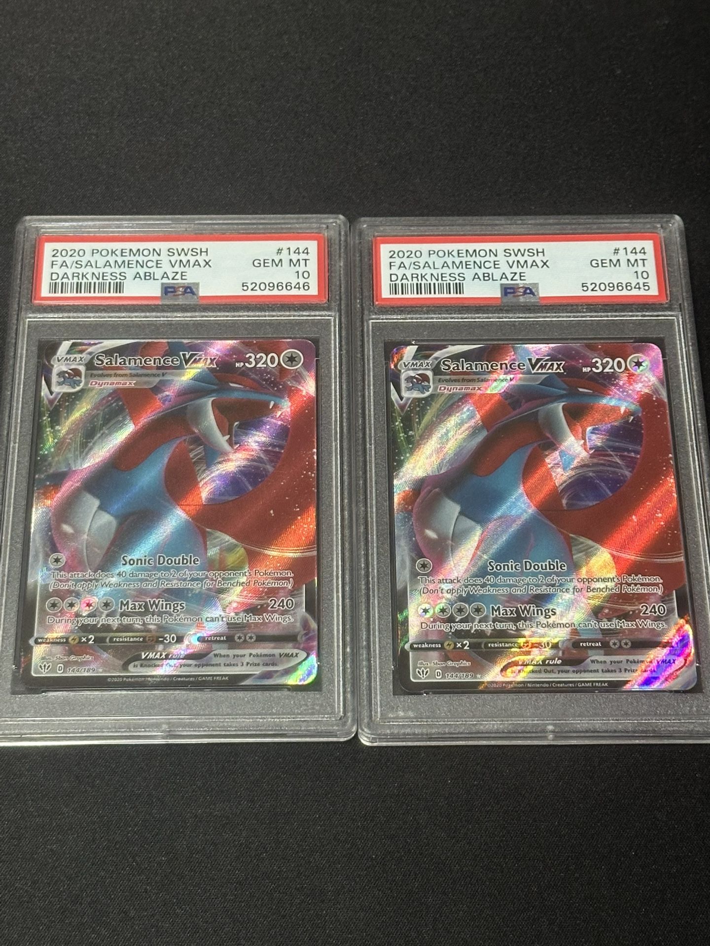 Pokémon SWSH Salamence VMAX Sequential Pair Graded PSA 10