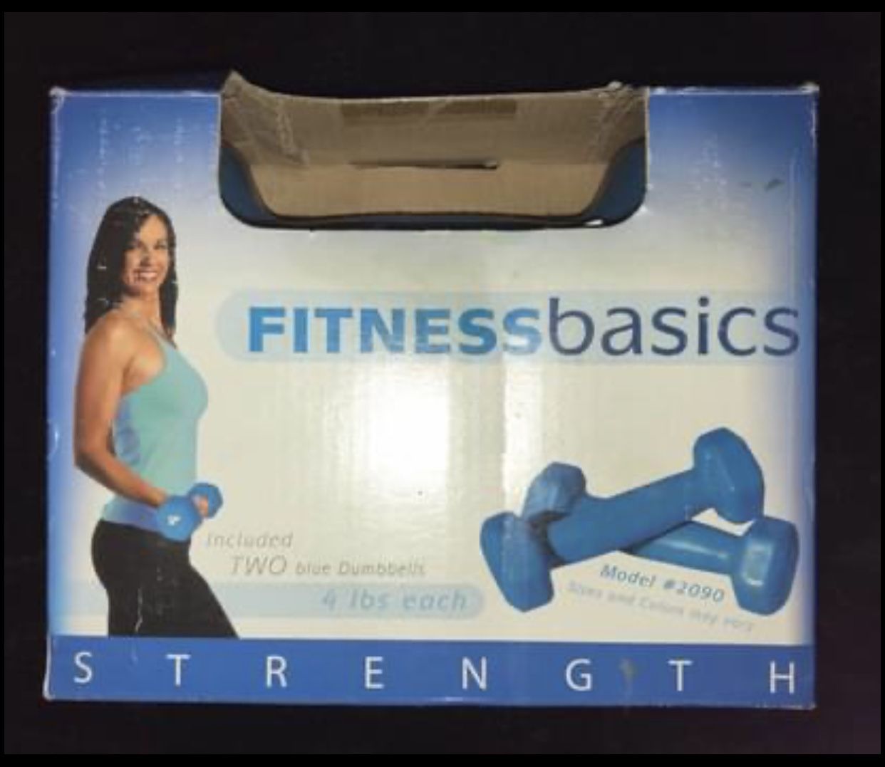 FITNESSbasics Strength New in the Box Includes: 2 blue Dumbbells 4 LB each blue color Model # 2090 8 LBS Pair