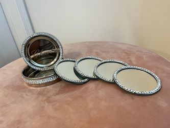 Silver Rhinestone "Cheers" Coaster Set