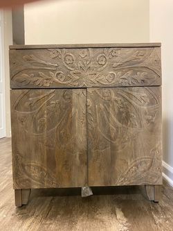 Handmade Floral Medallion Carved "Tara" Cabinets