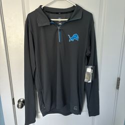 Men size medium Detroit Lions black and blue quarter zip pullover
