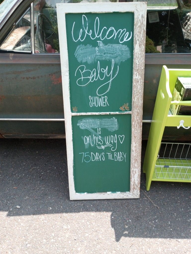 Antique Hand-painted Window, , Countdown Baby Shower, Erasable,  $49