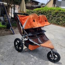 Bob Double Duallie Jogging Stroller With Double Snack Tray-Orange