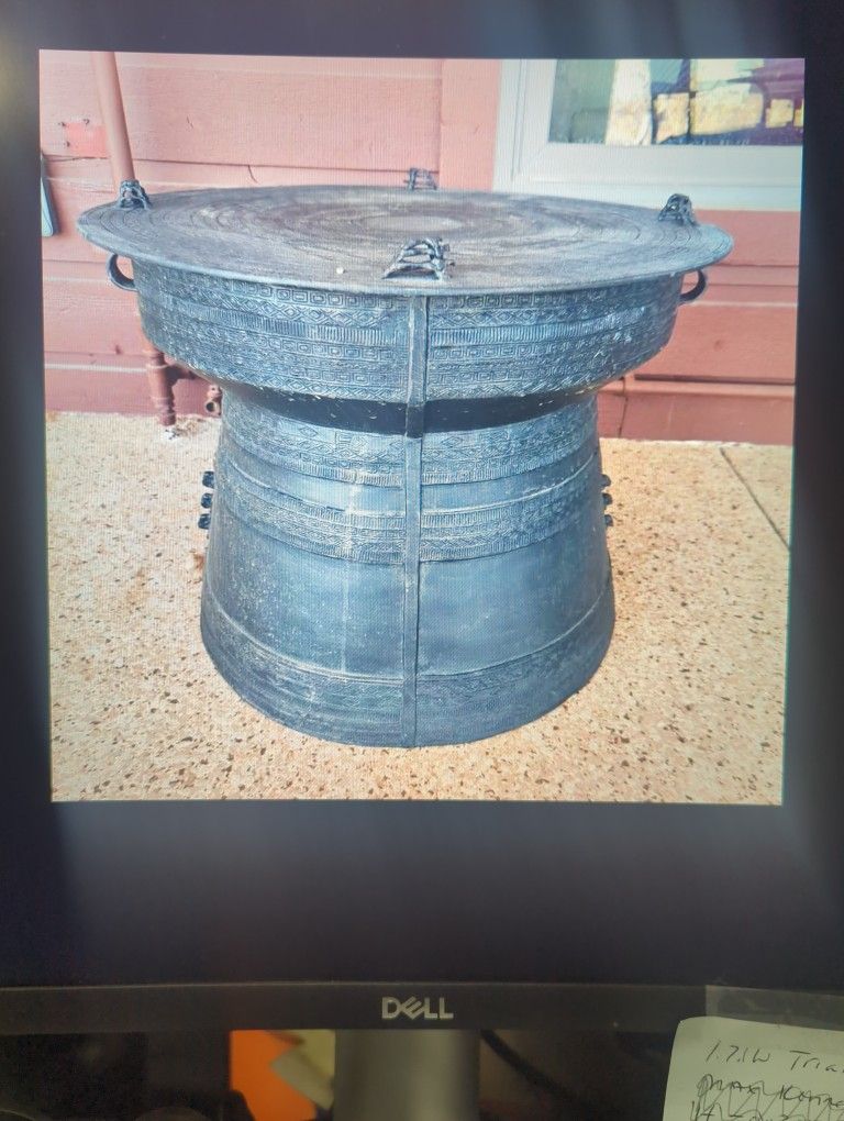 Thai Bronze Rain Drum Side Table