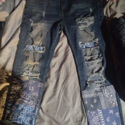 amiri jeans bandana patch