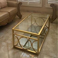 Wayfair Jacia Glass Top Coffee Table Champagne NEW Home office living room Furniture