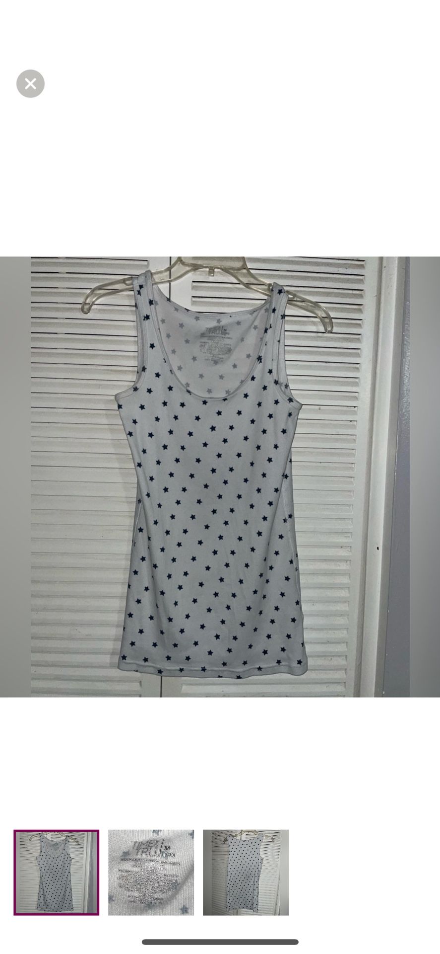 Time and tru White Star Tank Top Size Medium (8-10) 